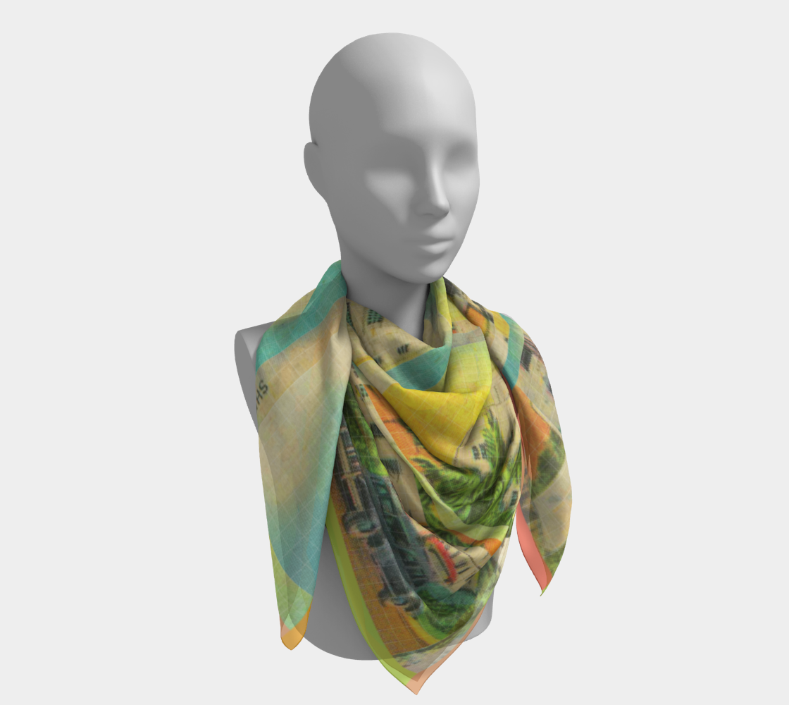 Chic scarf highlighting the Shelborne Hotel in Miami, displayed elegantly by Leeloo + Zohan.