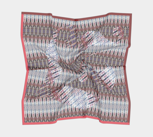 Wavy silk scarf design showcasing New York City photography in geometric style by Leeloo + Zohan, titled 'Red Hook, Brooklyn'.