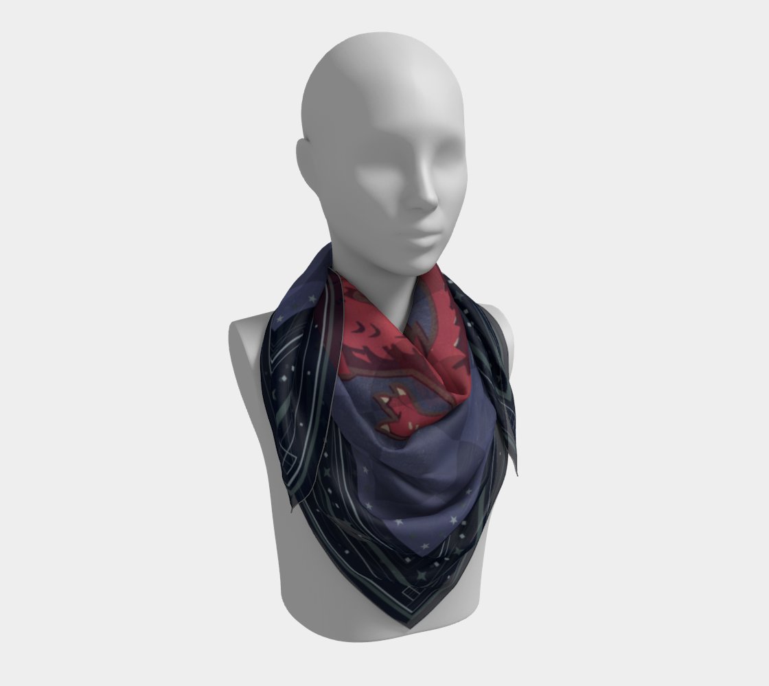 Dragon Egg Adventure Geometric Silk Scarf by Leeloo + Zohan - Handcrafted luxury silk scarf featuring soft fabric and beautiful sheen
