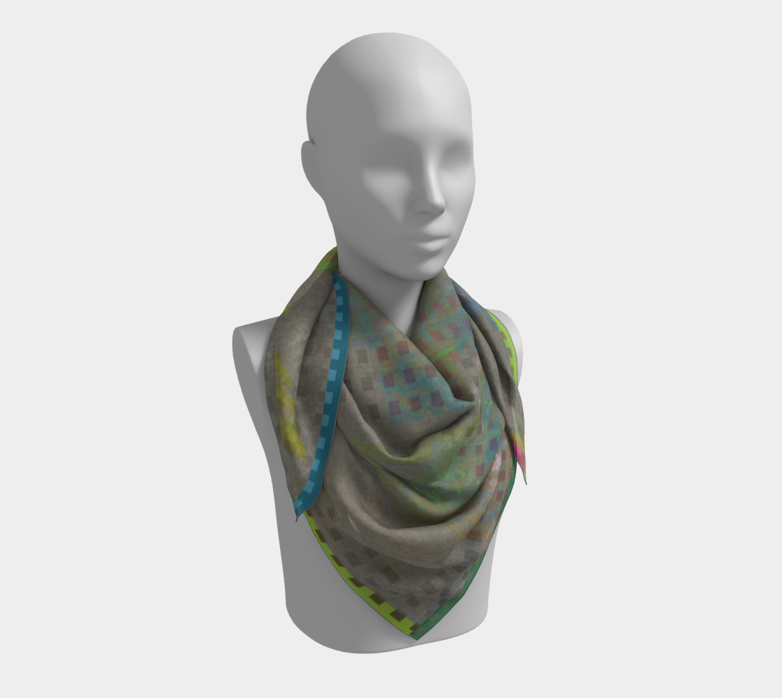 Stylish silk scarf wrapped around a mannequin, showcasing historical botanical artistry from the Smithsonian American Art Museum by Leeloo + Zohan.