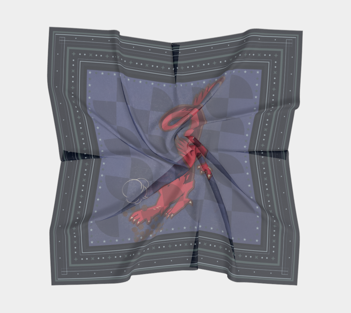Dragon Egg Adventure Geometric Silk Scarf by Leeloo + Zohan - Elegant silk scarf showcasing a modern geometric pattern inspired by ancient mosaic art
