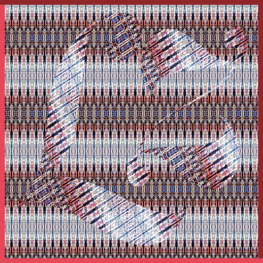 Silk scarf featuring original photography of New York City in a geometric pattern by Leeloo + Zohan, titled 'Red Hook, Brooklyn'.