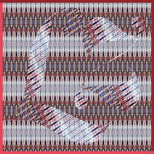 Silk scarf featuring original photography of New York City in a geometric pattern by Leeloo + Zohan, titled 'Red Hook, Brooklyn'.