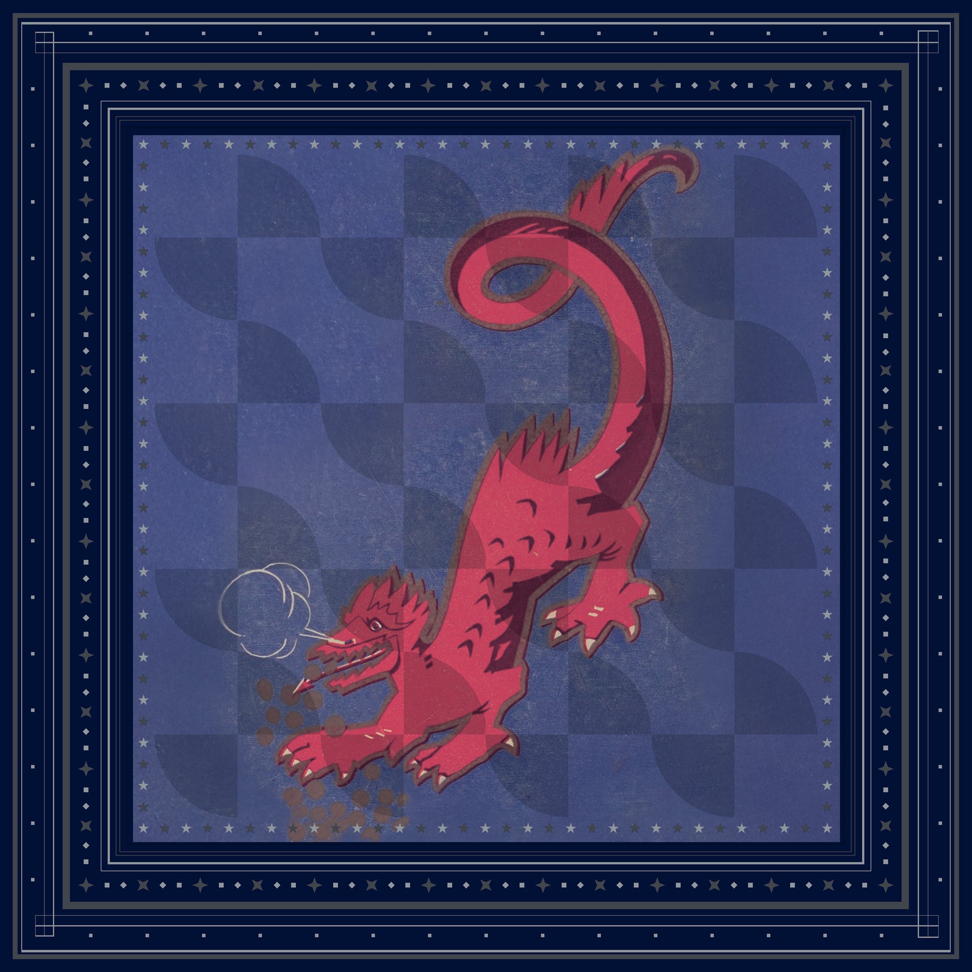 Dragon Egg Adventure Geometric Silk Scarf by Leeloo + Zohan - Luxurious handcrafted silk scarf with geometric design