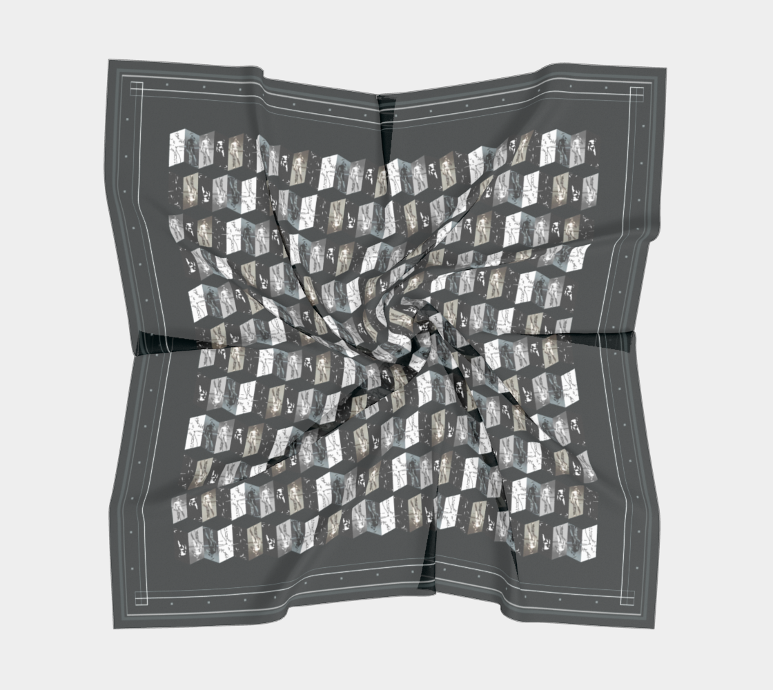 Folded and wrinkled geometric scarf design by Leeloo + Zohan, featuring artwork titled David Michelangelo.